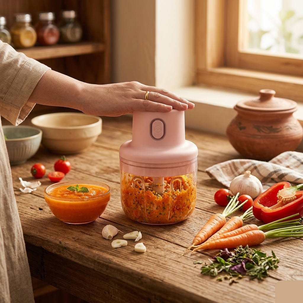 Mini Food Chopper Portable USB Rechargeable Vegetable Garlic Meat Grinder | With Cable - Size 250ml
