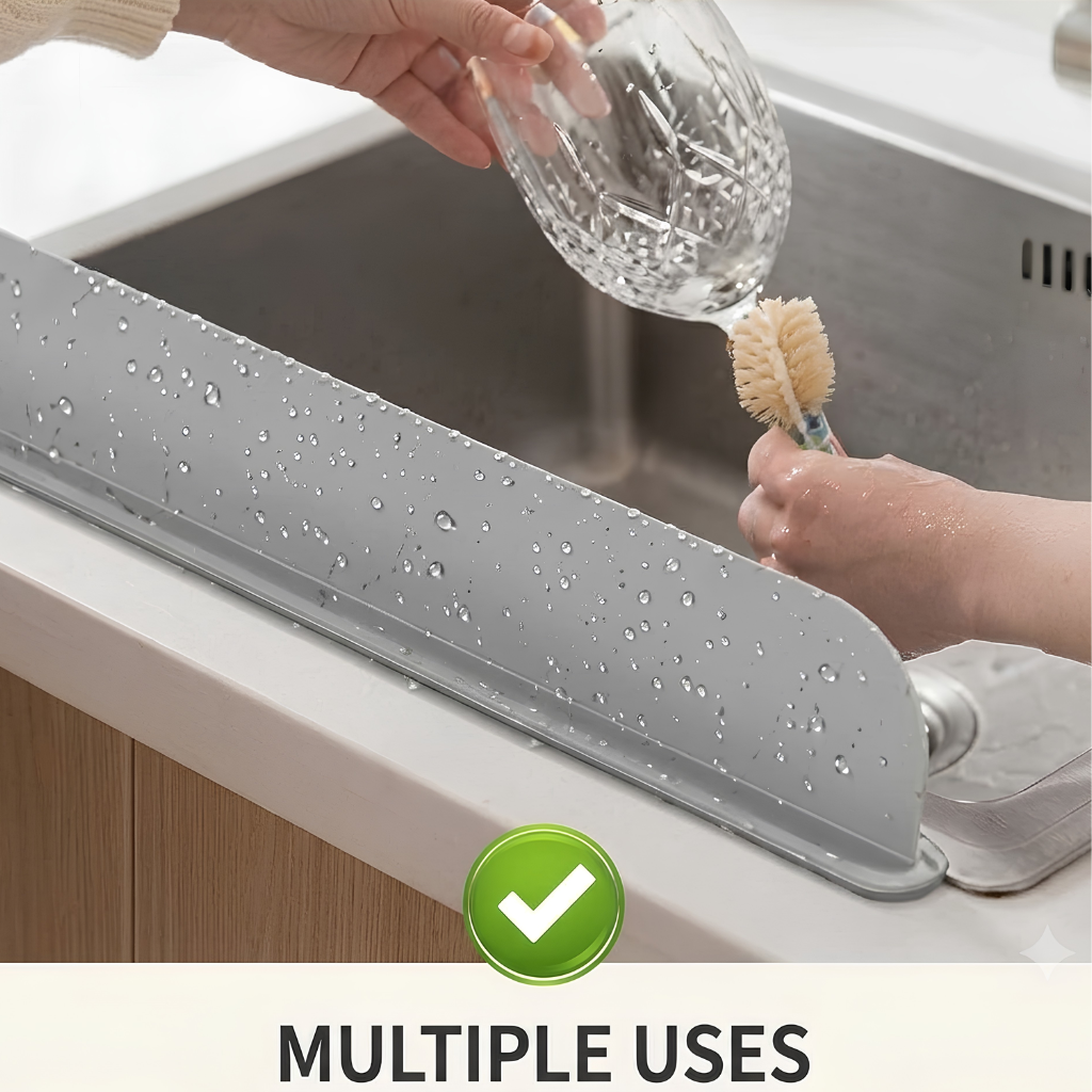 Silicone Sink Splash Guard with Suction Cups | Flexible Water Stopper