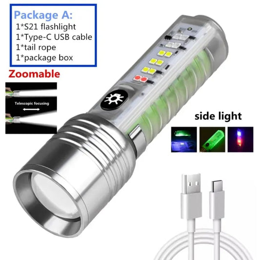 Coba Mini LED Torch Light - Coba CB 1658 – Super Bright Handheld Tactical Light  | Multiple Modes | Zoom-able Electric Flashlight for Camping, Hiking & Cycling ( Random Color )